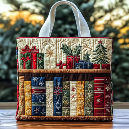 Festive Bookish Quilted Tote Bag GFTOHD10538