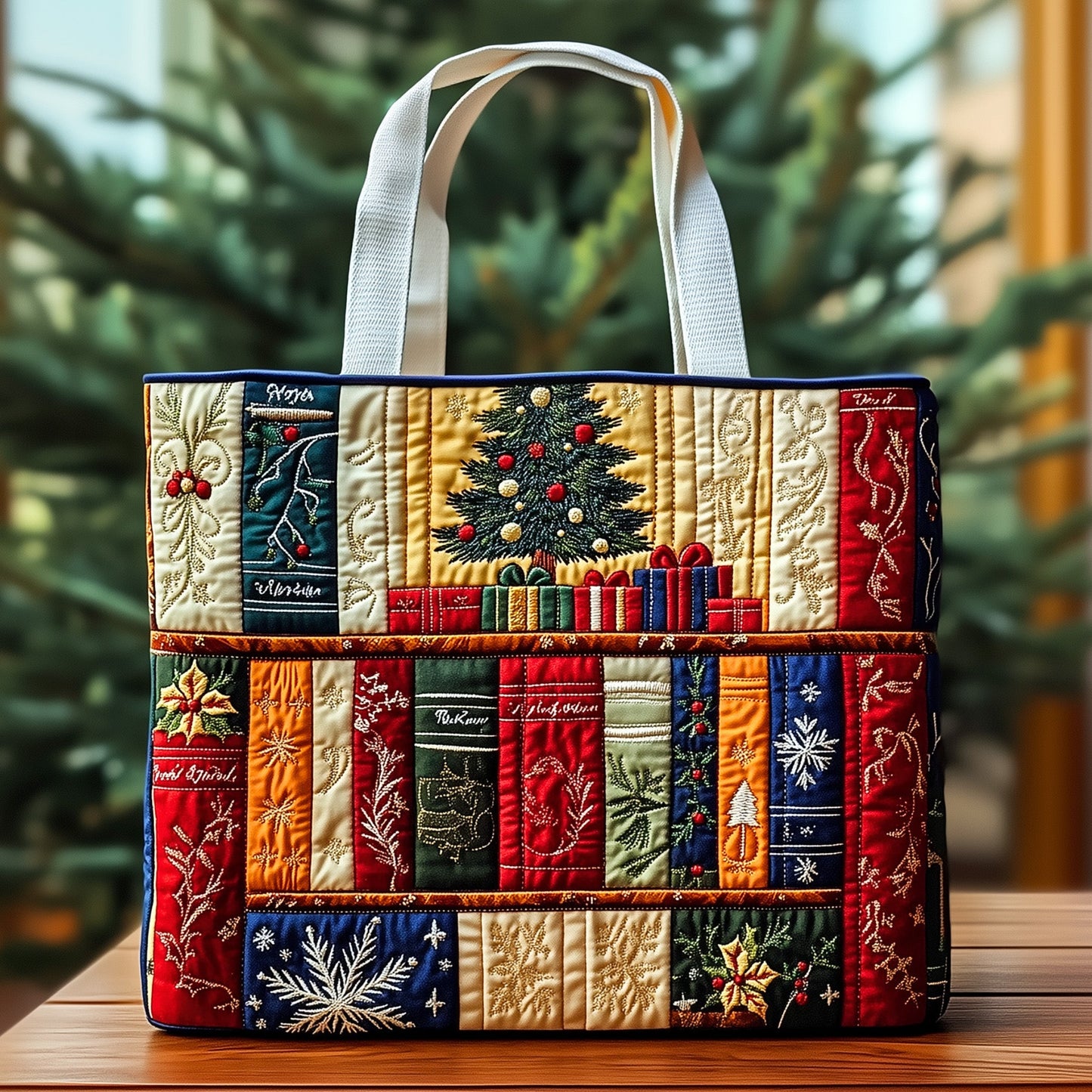 Festive Bookish Quilted Tote Bag GFTOHD10539