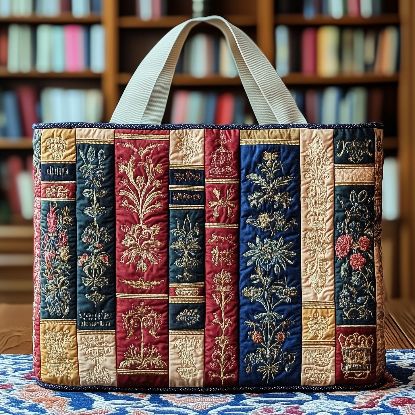 Festive Bookish Quilted Tote Bag GFTOHD10540