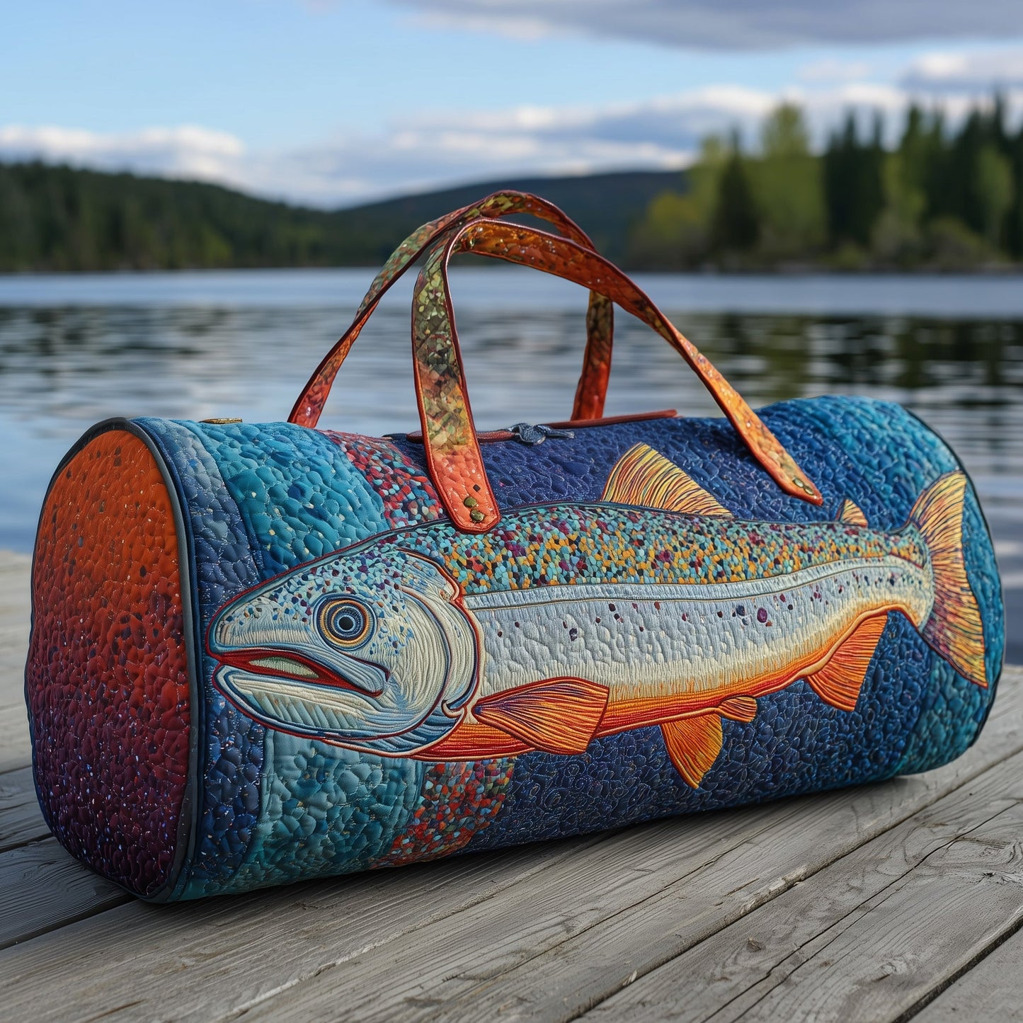 Salmon Fish Quilted Duffle Bag GFTOHD10576