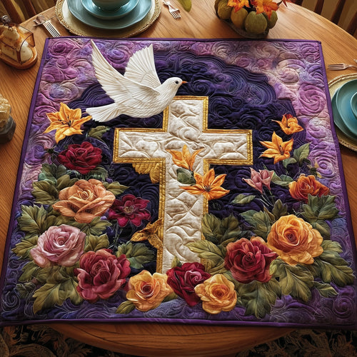 Graceful Cross Quilted Table Topper GFTOHD10602