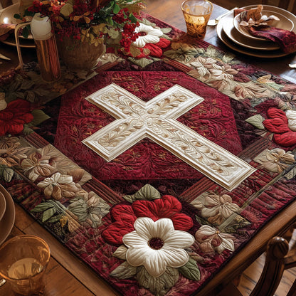 Graceful Cross Quilted Table Topper GFTOHD10603