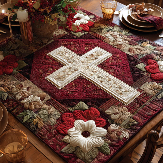 Graceful Cross Quilted Table Topper GFTOHD10603