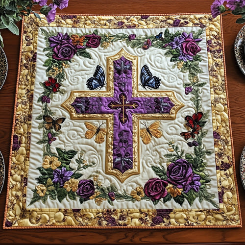 Graceful Cross Quilted Table Topper GFTOHD10606