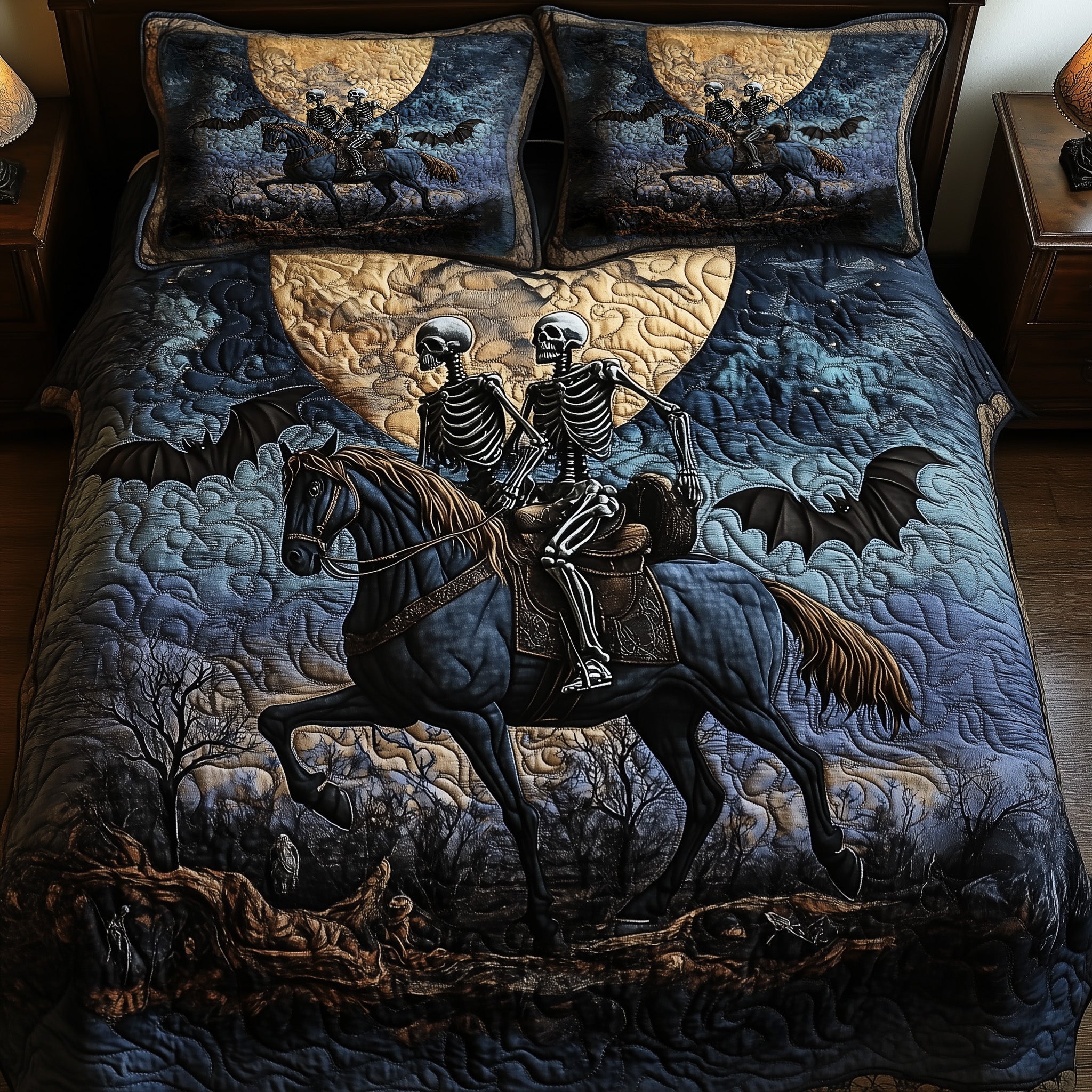 Moonlit Skeleton Riders Duvet Cover Set GFTOHD10619 – Patchique Store