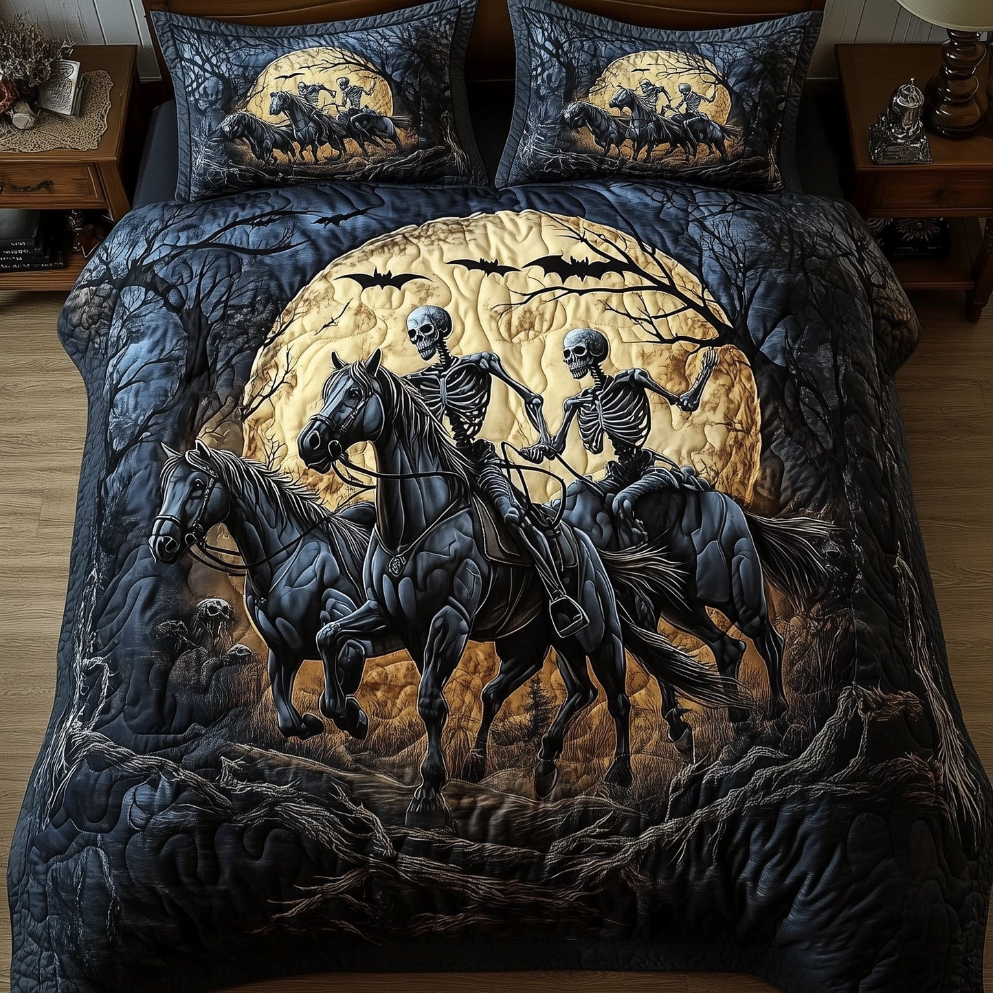Moonlit Skeleton Riders Duvet Cover Set GFTOHD10620