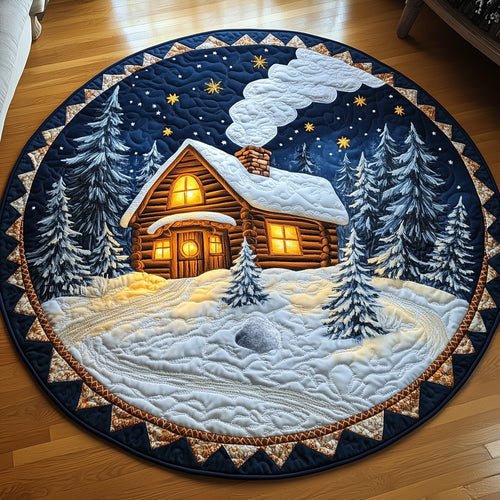 Peaceful Snow Cabin Quilted Round Mat GFTOHD10636
