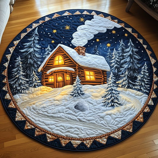 Peaceful Snow Cabin Quilted Round Mat GFTOHD10636