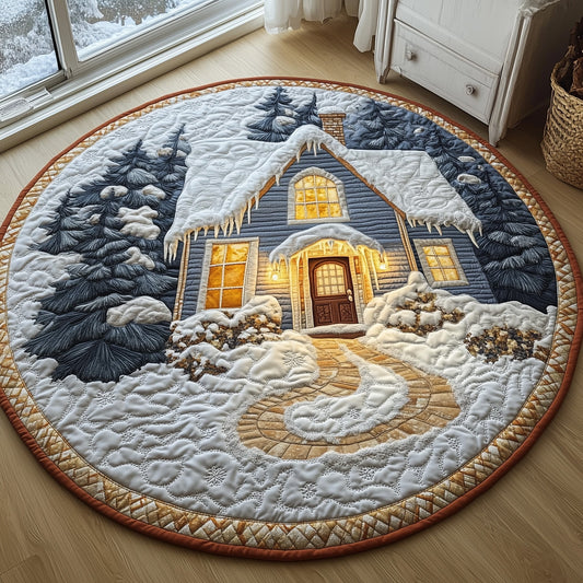 Peaceful Snow Cabin Quilted Round Mat GFTOHD10637