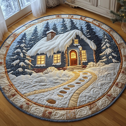Peaceful Snow Cabin Quilted Round Mat GFTOHD10638