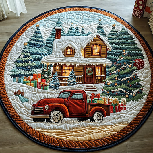 Peaceful Snow Cabin Quilted Round Mat GFTOHD10639