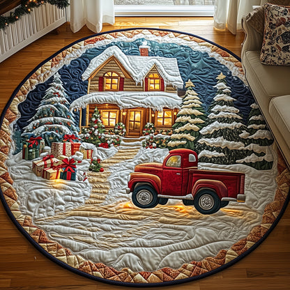 Peaceful Snow Cabin Quilted Round Mat GFTOHD10640