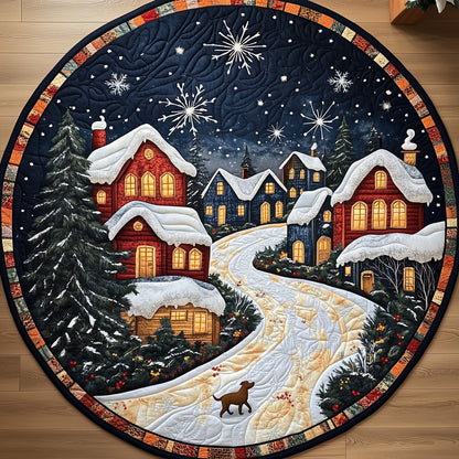 Peaceful Snow Village Quilted Round Mat GFTOHD10641