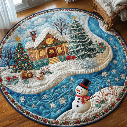 Peaceful Snow Cabin Quilted Round Mat GFTOHD10643