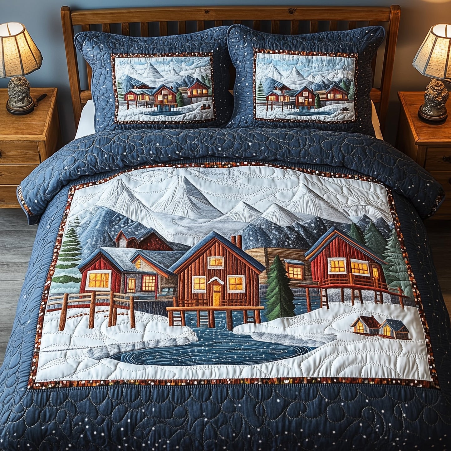 Peaceful Snow Village Duvet Cover Set GFTOHD10647