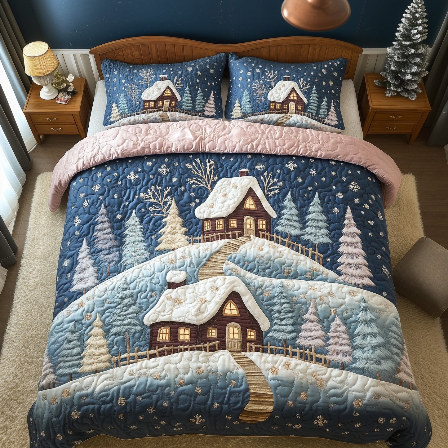 Peaceful Snow Village Duvet Cover Set GFTOHD10652