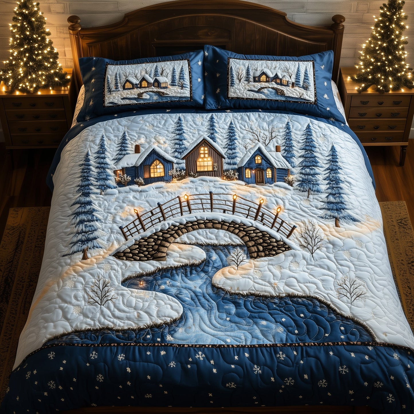 Peaceful Snow Village Duvet Cover Set GFTOHD10654
