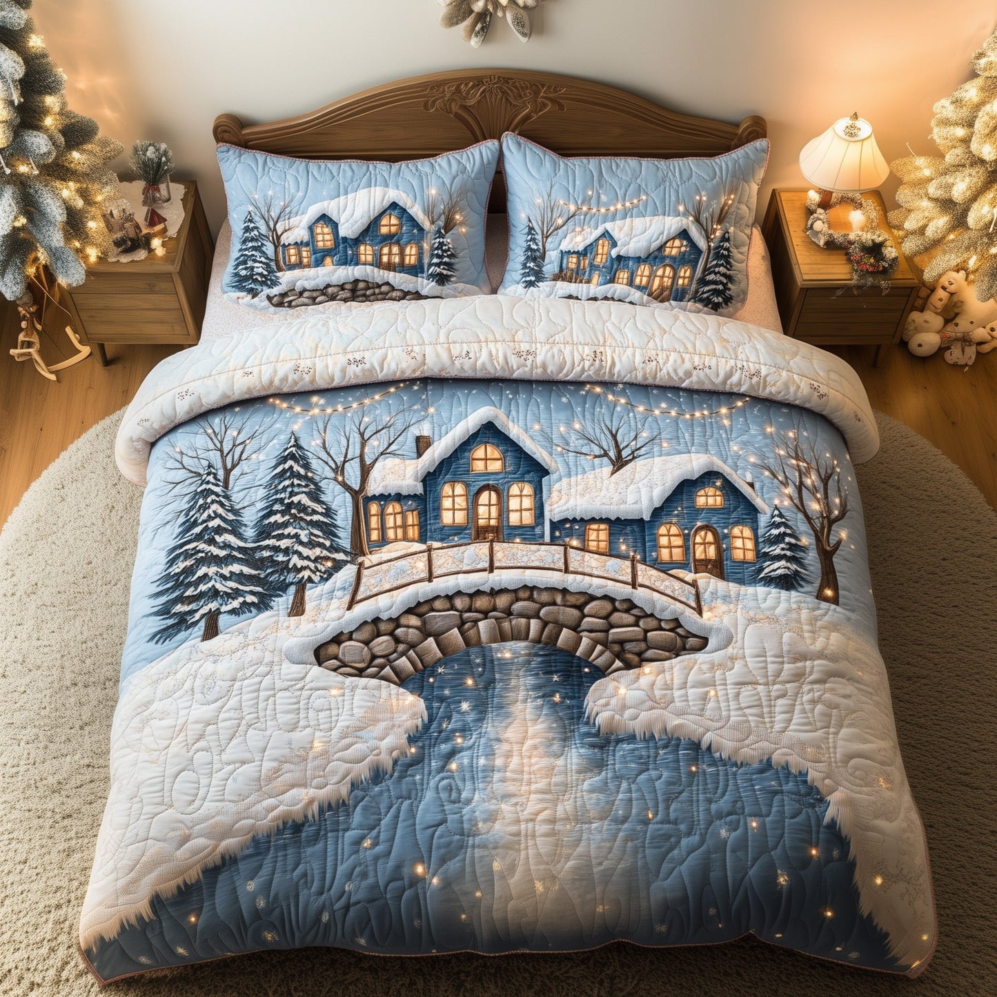 Peaceful Snow Village Duvet Cover Set GFTOHD10655