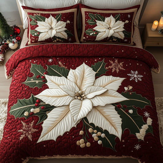 Winter Poinsettia Bloom Duvet Cover Set GFTOHD10769