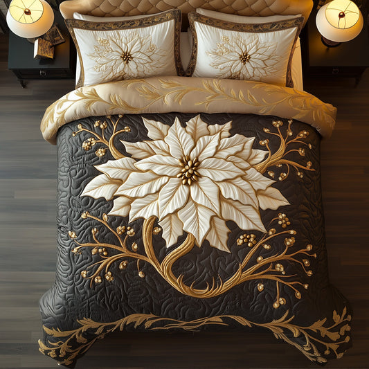 Elegant White Poinsettia Duvet Cover Set GFTOHD10770