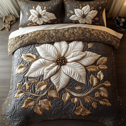 Elegant White Poinsettia Duvet Cover Set GFTOHD10771