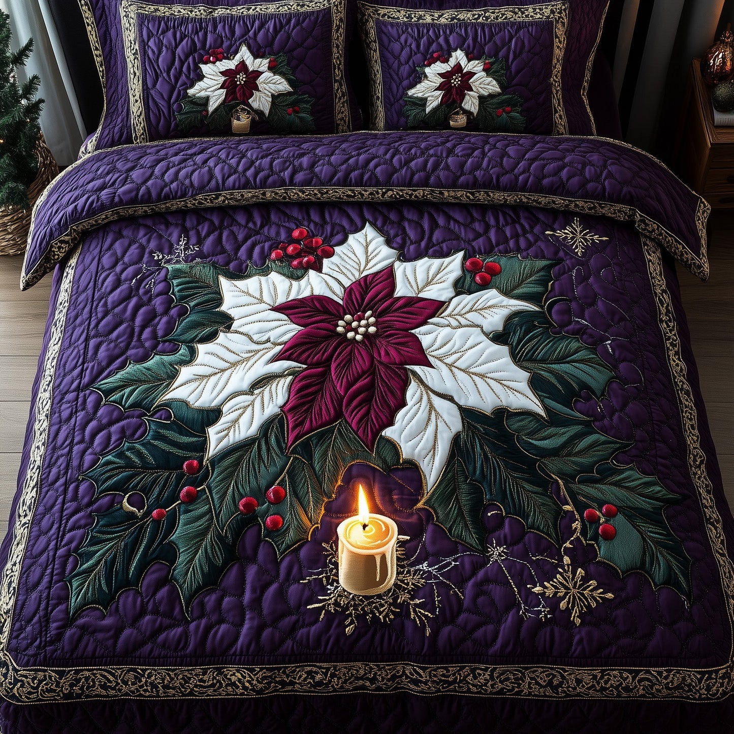 Poinsettia Charm Duvet Cover Set GFTOHD10772