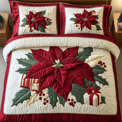 Poinsettia Christmas Bloom Duvet Cover Set GFTOHD10774