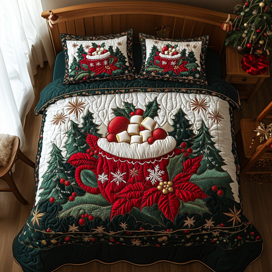 Poinsettia Christmas Bloom Duvet Cover Set GFTOHD10777