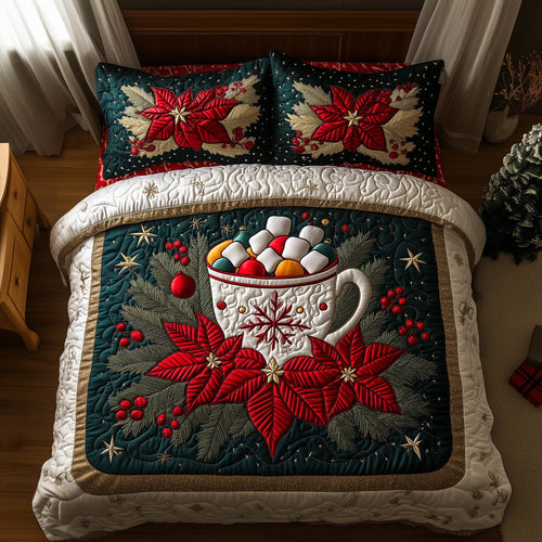 Poinsettia Christmas Bloom Duvet Cover Set GFTOHD10778