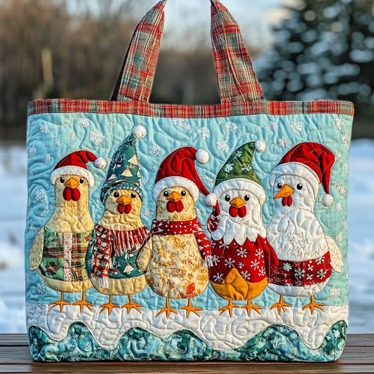 Winter Chicken Quilted Tote Bag GFTOHD10897