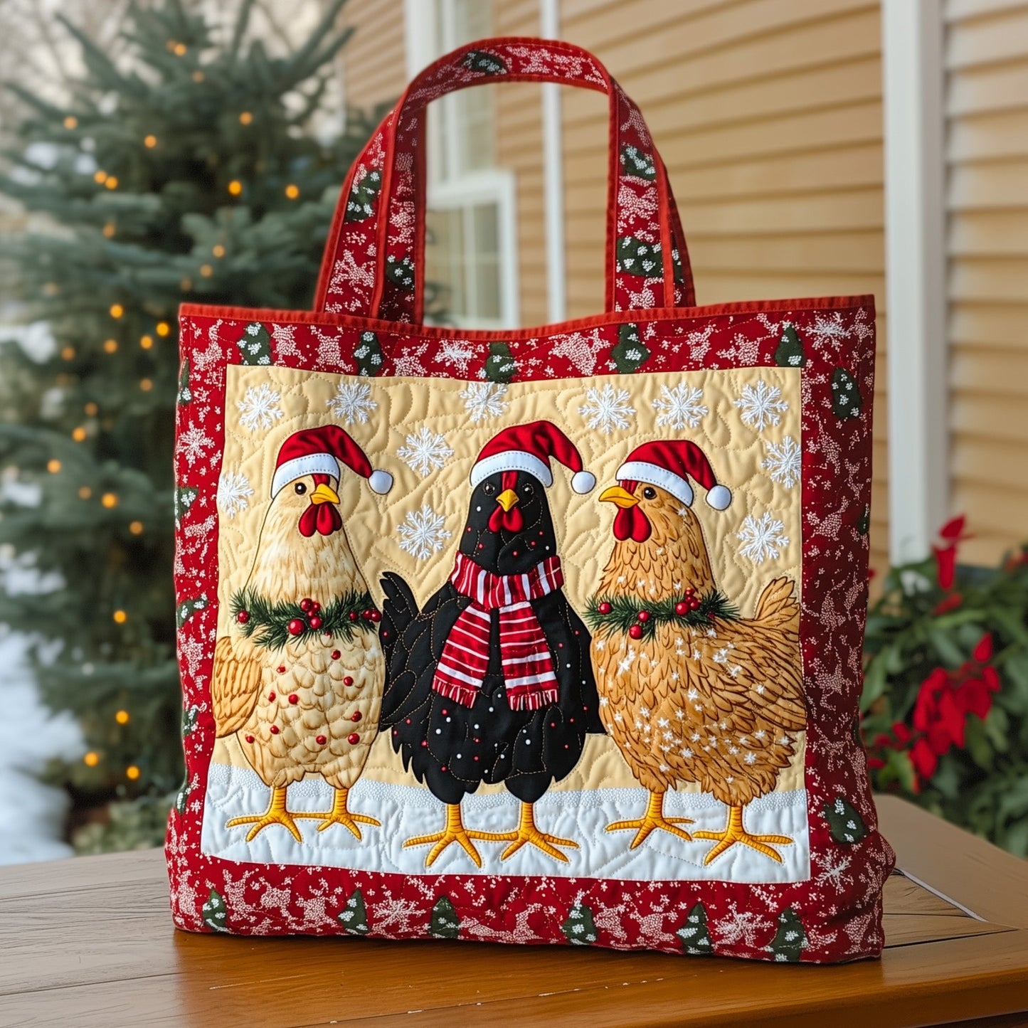 Festive Chicken Quilted Tote Bag GFTOHD10899