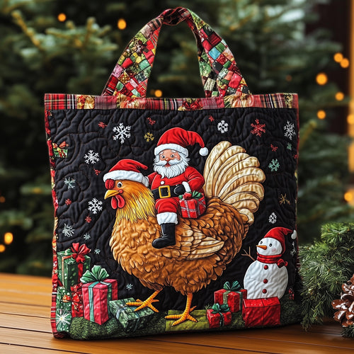 Christmas Chicken Quilted Tote Bag GFTOHD10901