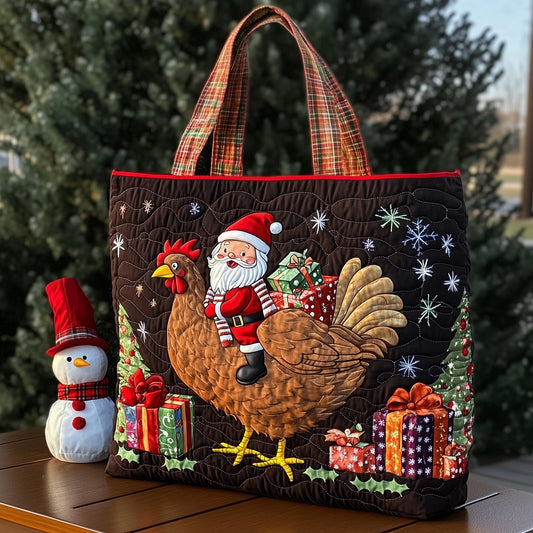 Christmas Chicken Quilted Tote Bag GFTOHD10902