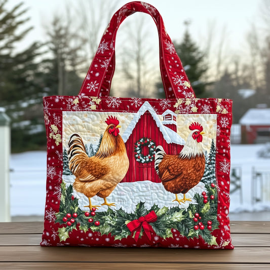 Christmas Chicken Quilted Tote Bag GFTOHD10907