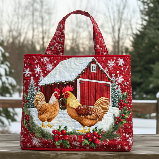 Christmas Chicken Quilted Tote Bag GFTOHD10908