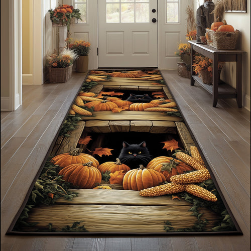 Autumn Black Cat Runner Rug GFTOHD10914