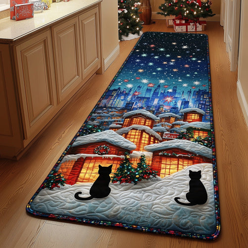 Winter Black Cat Runner Rug GFTOHD10920