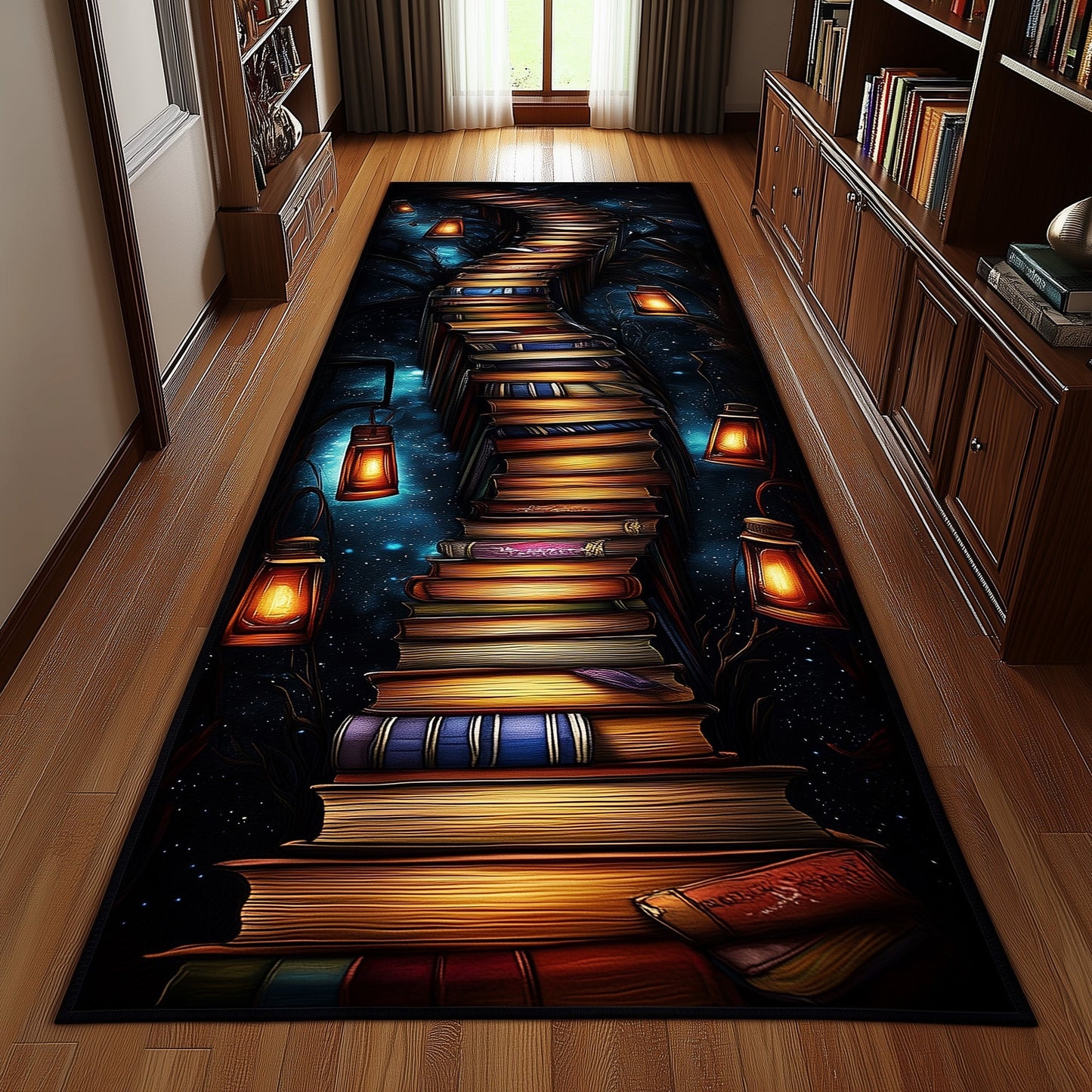 Vintage Bookself Runner Rug GFTOHD10930