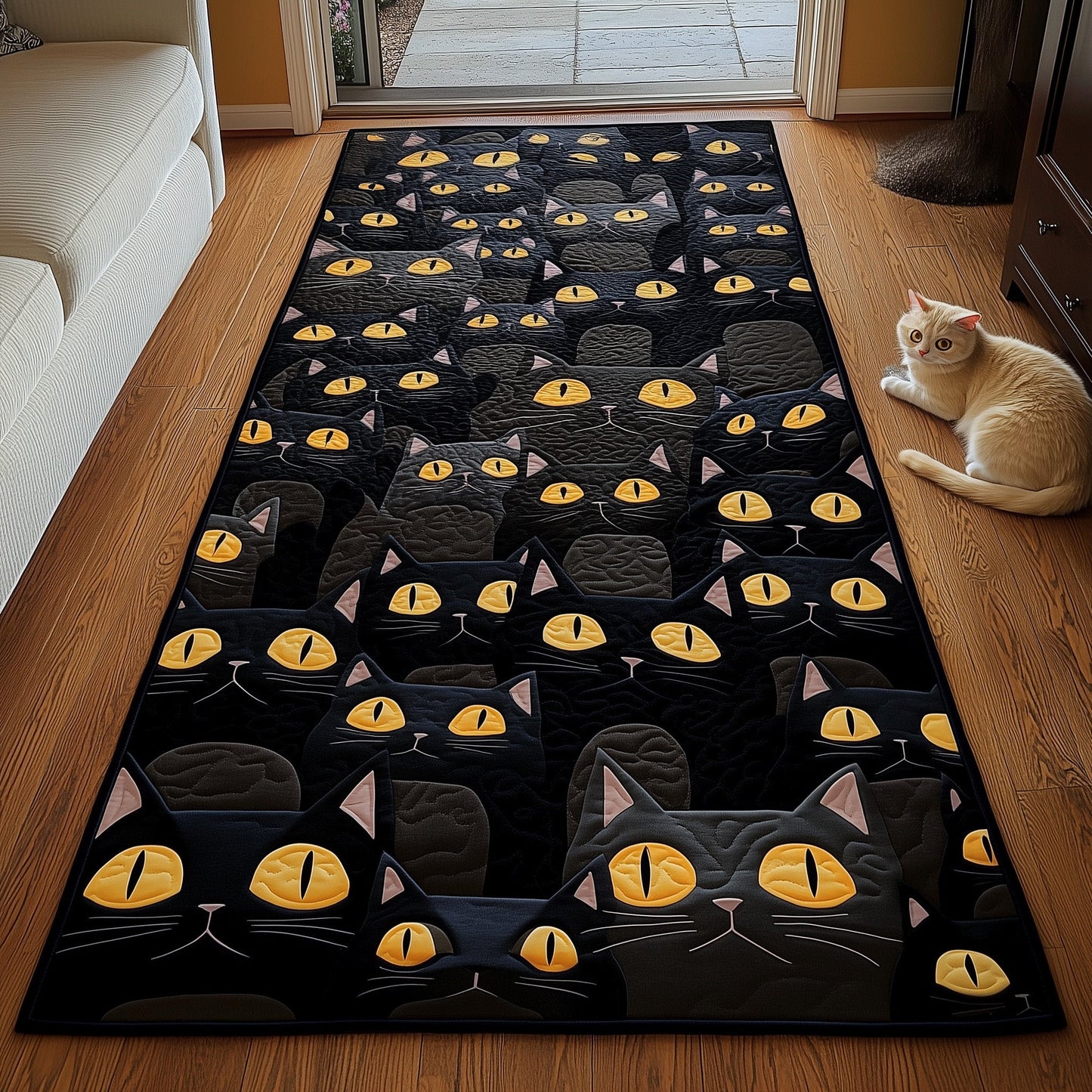 Black Cat Runner Rug GFTOHD10945