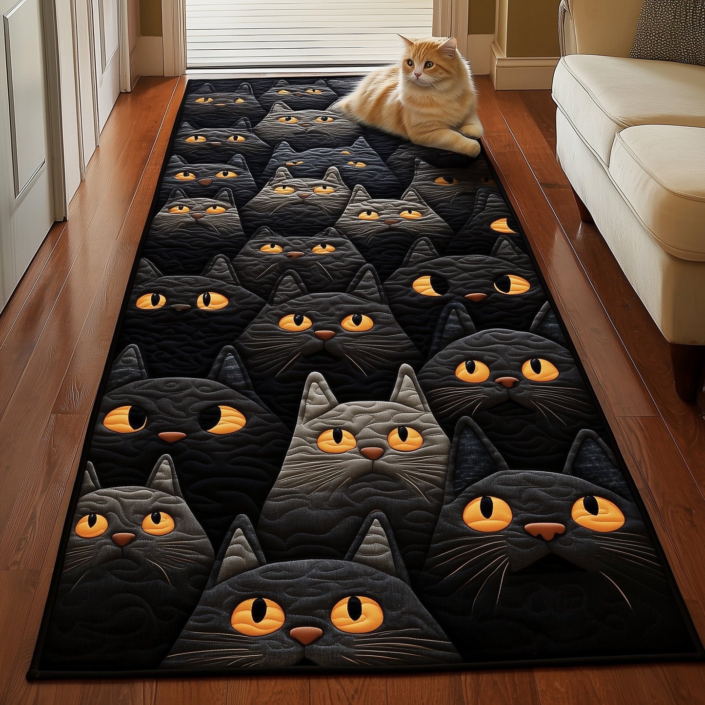 Black Cat Runner Rug GFTOHD10946