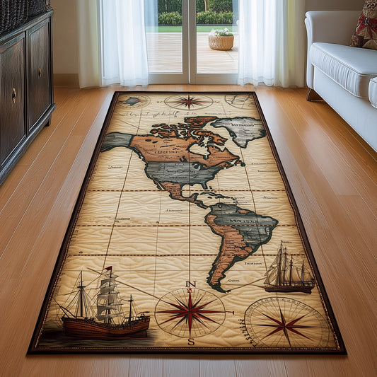 Vintage Map Runner Rug GFTOHD10965