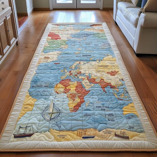 Vintage Map Runner Rug GFTOHD10967