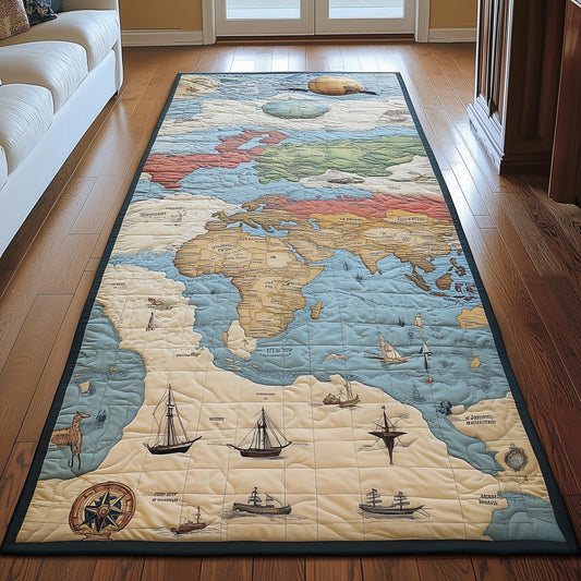 Vintage Map Runner Rug GFTOHD10968