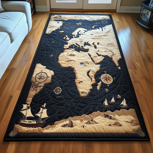 Vintage Map Runner Rug GFTOHD10970