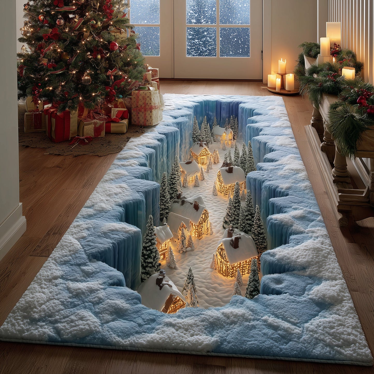 Snow Village Runner Rug GFTOHD11041