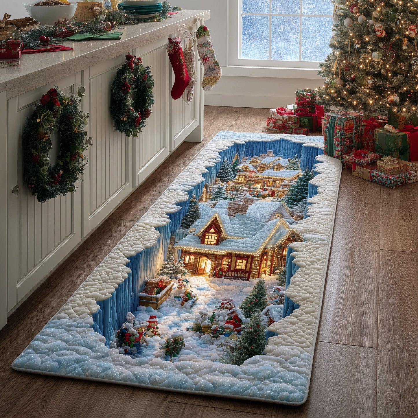 Snow Village Runner Rug GFTOHD11042