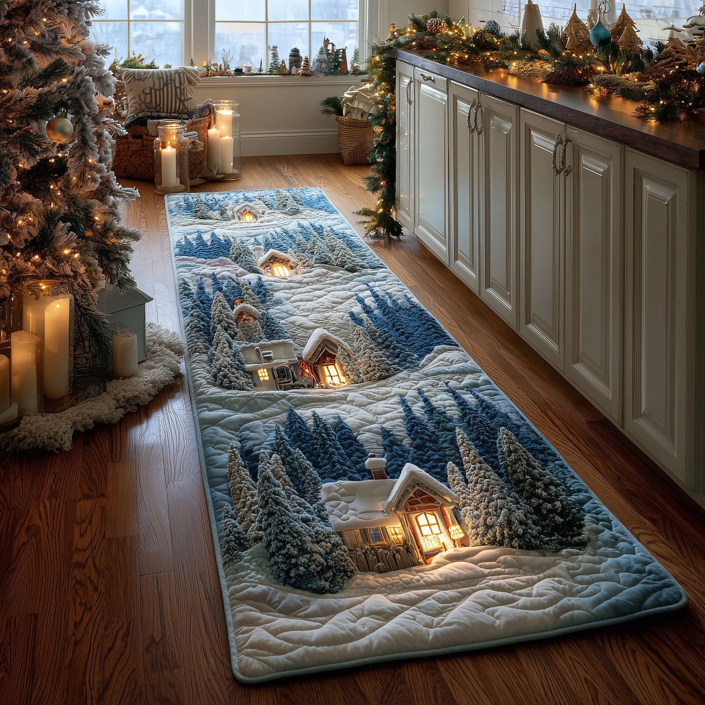 Snow Village Runner Rug GFTOHD11046