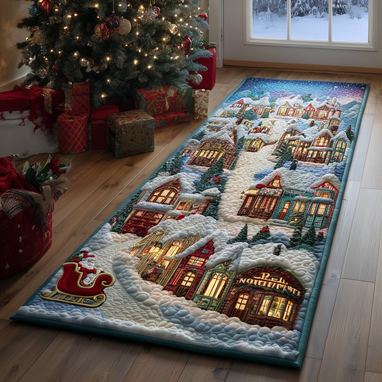 Snow Village Runner Rug GFTOHD11048