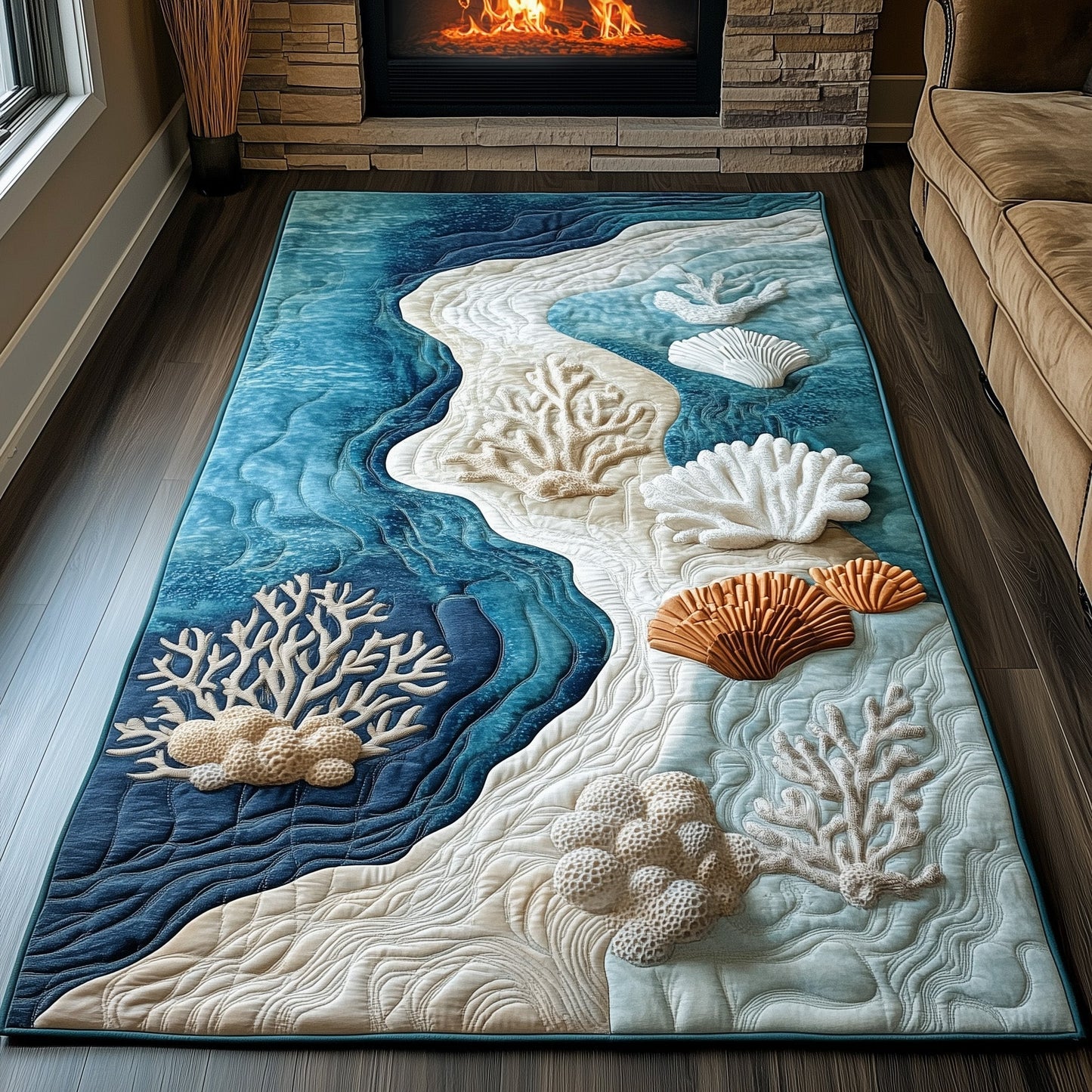 Ocean Coral Area Rug GFTOHD11077
