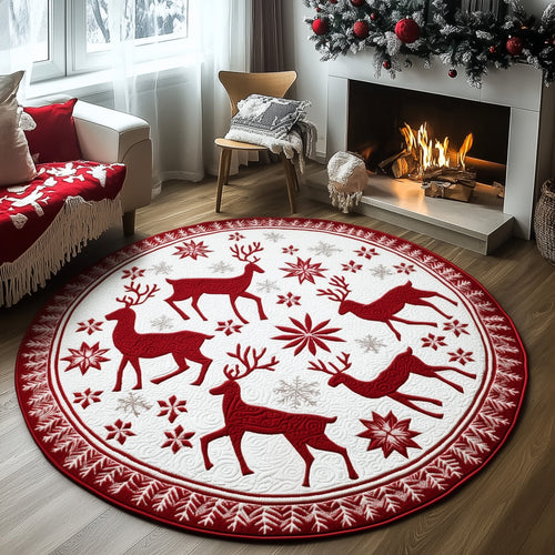 Festive Deer Quilted Round Mat GFTOHD11137